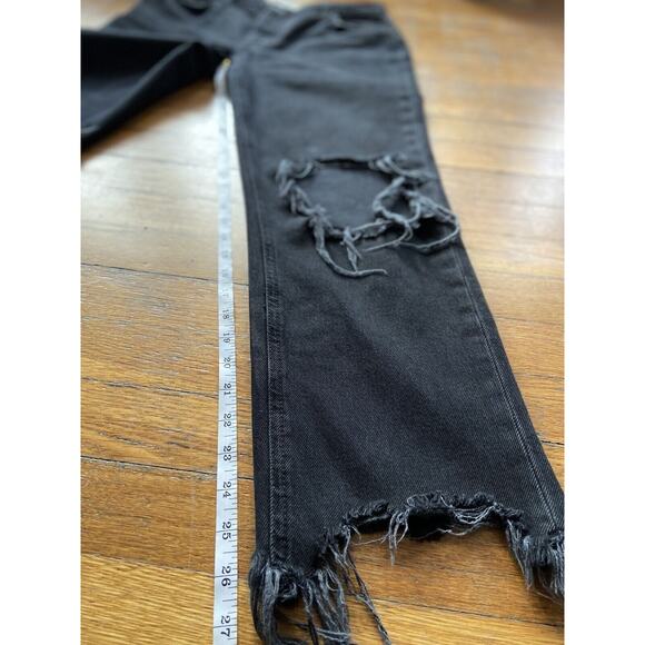 FREE PEOPLE Black Distressed Fringe Bottom Jeans sz 27 (Actual 28 waist) - Picture 14 of 16